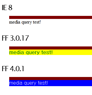 브라우저별 미디어 쿼리 테스트 결과